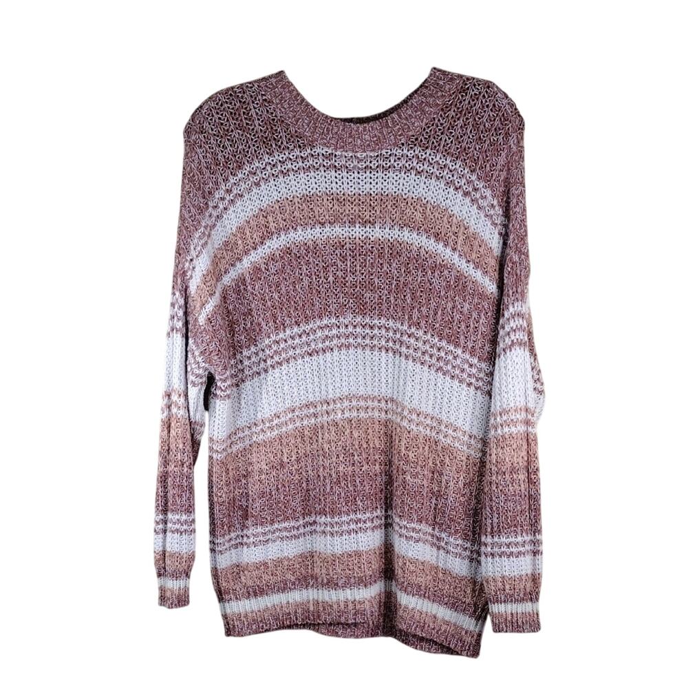 American Eagle Outfitters Pink White Striped Casual Fall Winter Knit Sweater